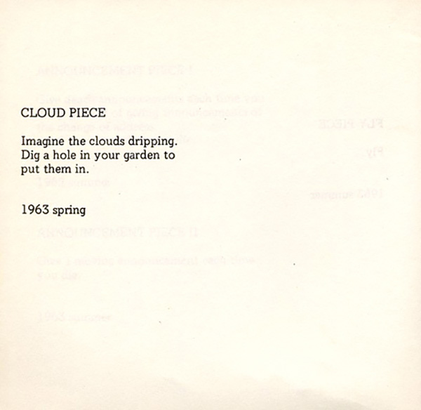 Yoko Ono, Cloud Piece, 1964. 