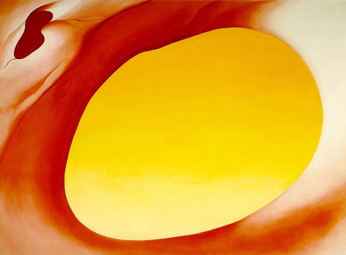 © Georgia O'Keeffe. Pelvis Series: Red with Yellow, 1945.